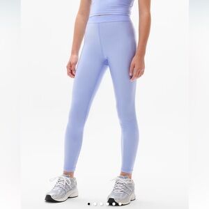 Athleta Girl High Rise Logo Chit Chat Sheen Legging | Raincloud | EUC | L 12